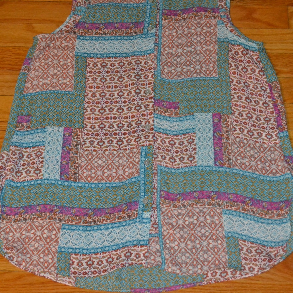 Women’s Rose & Olive Patchwork Button Down Blouse… - image 7